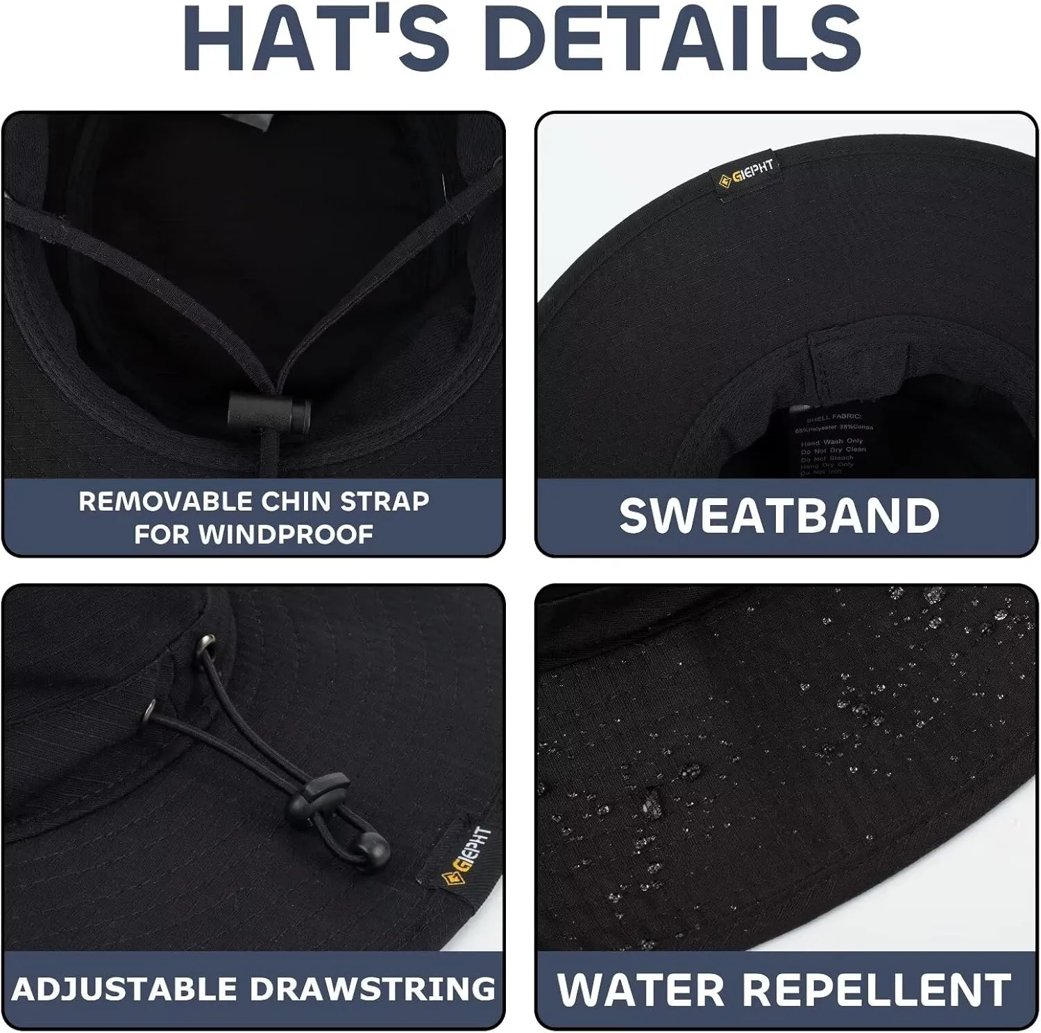 Fishing Hat for Mens Sun Hat Wide Brim Bucket Hat SPF UV Protection XL XXL Large Size Big Head Hiking Beach Safari