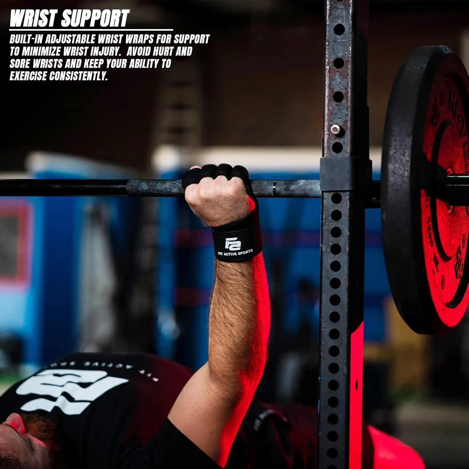 Fit Active Sports 2.0 Ventilated Weight Lifting Workout Gloves with Wrist Wraps - Men and Women Gym Weightlifting Exercise Grips - New Enhanced Palm