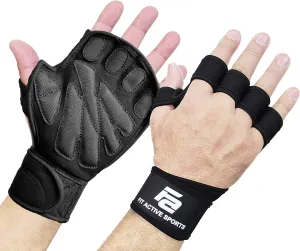 Fit Active Sports 2.0 Ventilated Weight Lifting Workout Gloves with Wrist Wraps - Men and Women Gym Weightlifting Exercise Grips - New Enhanced Palm