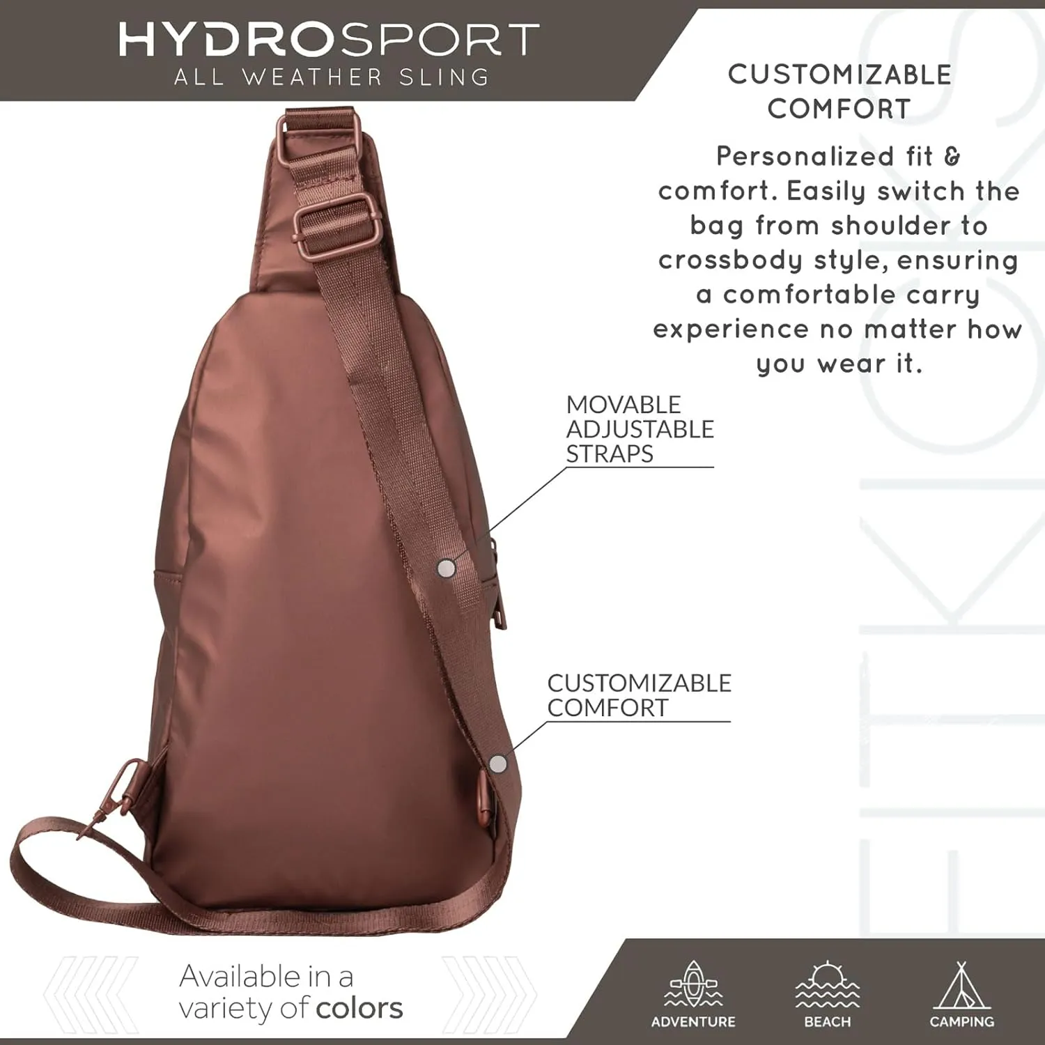 FITKICKS Hydrosport All Weather Sling Bag Unisex Crossbody Travel Hiking Chest Bag
