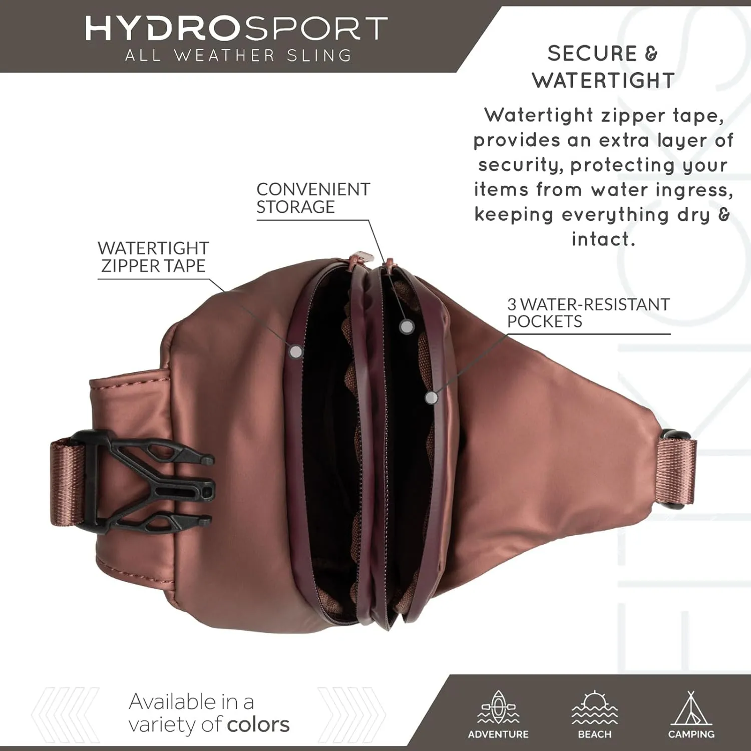 FITKICKS Hydrosport All Weather Sling Bag Unisex Crossbody Travel Hiking Chest Bag