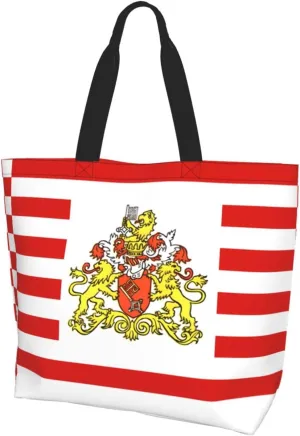Flag of the Senate of Bremen Large one-shoulder shopping bag, women's one-shoulder casual handbag, reusable multi-purpose shopping bag