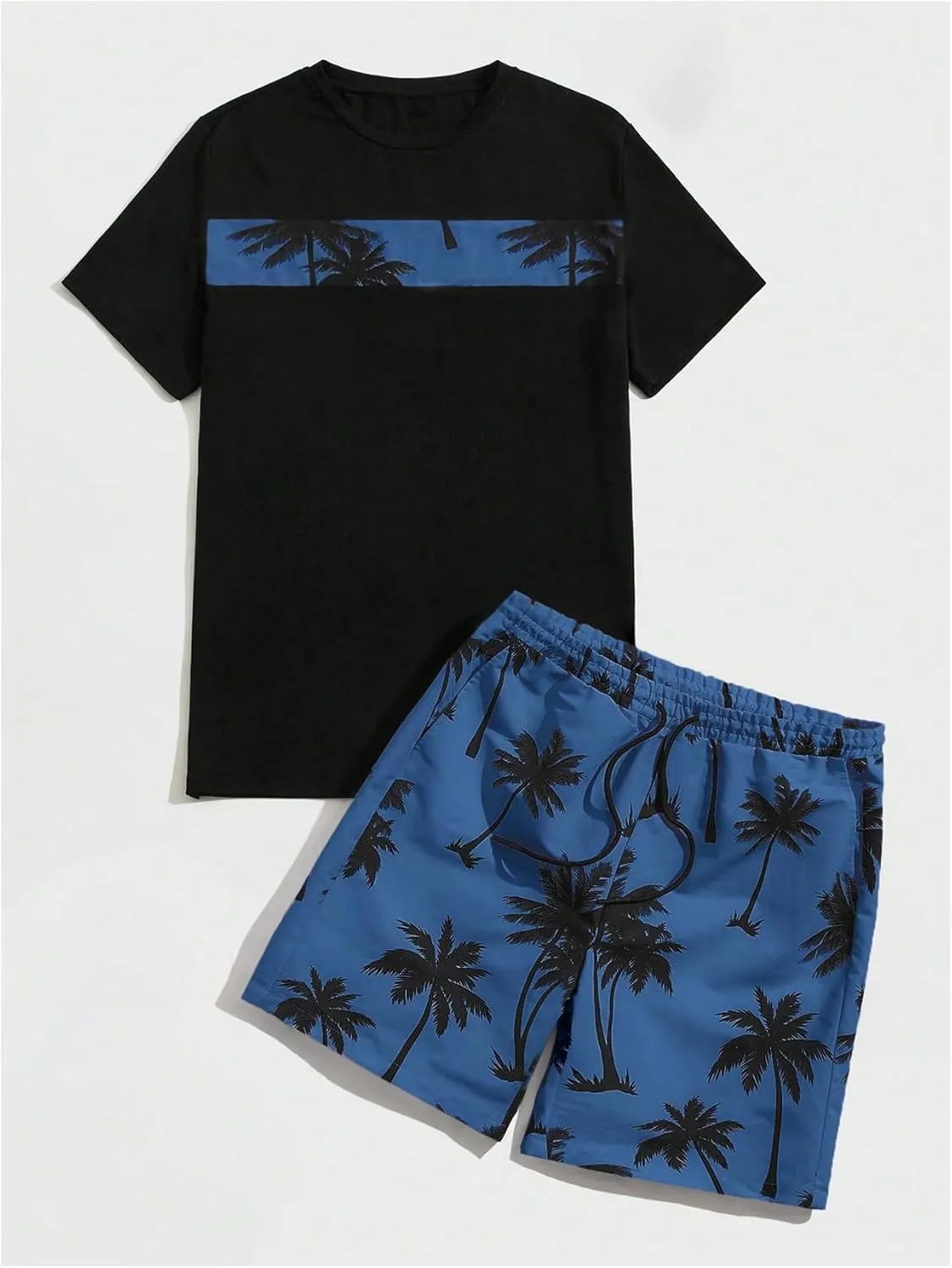 Floerns Men's Shirt and Shorts 2 Piece Sets Graphic Print Beach Outfits