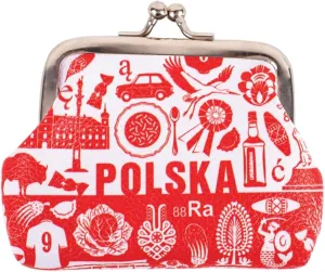 Floral Coin Purse with Polish Folk Art Designs, Coin Change Holder for Shopping, Vacations, Keys, USB, Beautiful Gift/Souvenir from Poland (Martyna, Polish Symbols, Small)