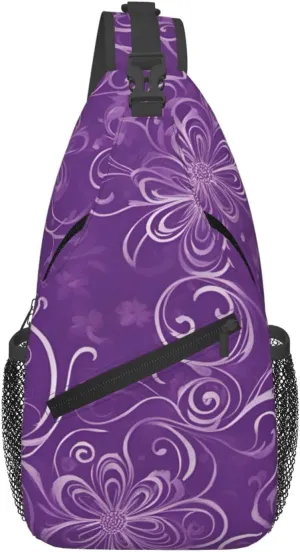 Floral Swirls Ivy Men'S Casual Chest Crossbody Bag, Lightweight Durable Shoulder Sling Pack For Daily Use, Travel, And Outdoor.