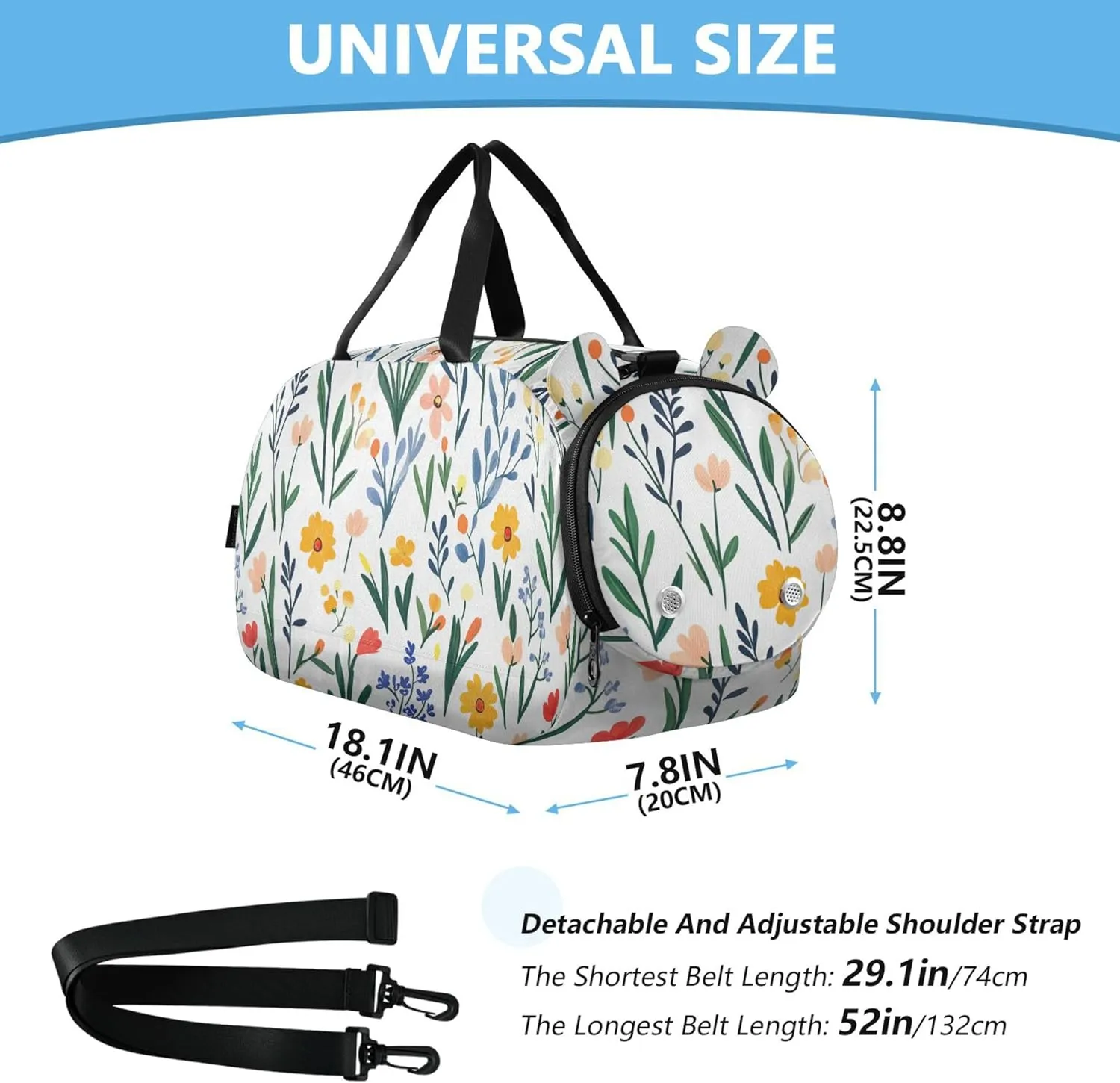 Florals Tulips Kids Cute Gym Bag with Shoes Compartment Multifunctional Weekend Overnight Carry on Bag for Travel, Swimming, Dance, Ballet