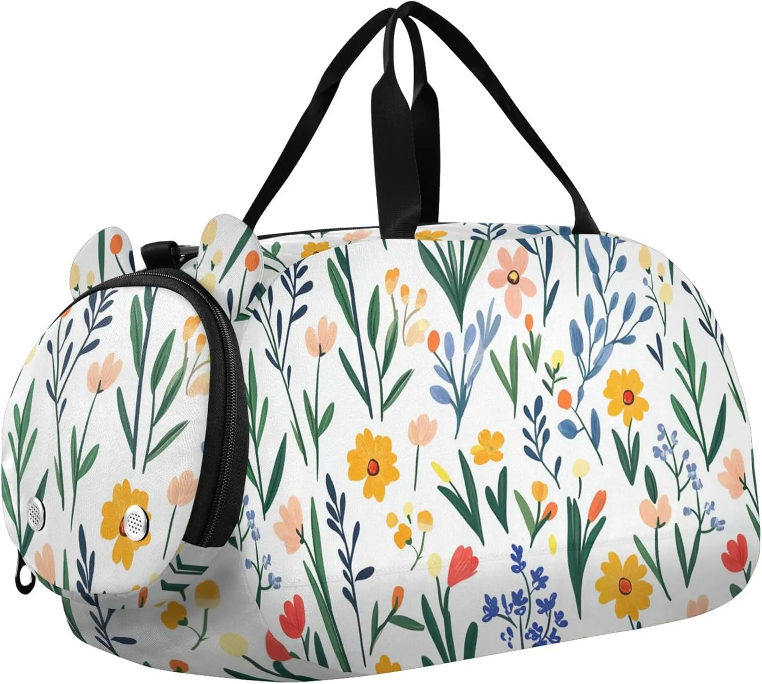 Florals Tulips Kids Cute Gym Bag with Shoes Compartment Multifunctional Weekend Overnight Carry on Bag for Travel, Swimming, Dance, Ballet