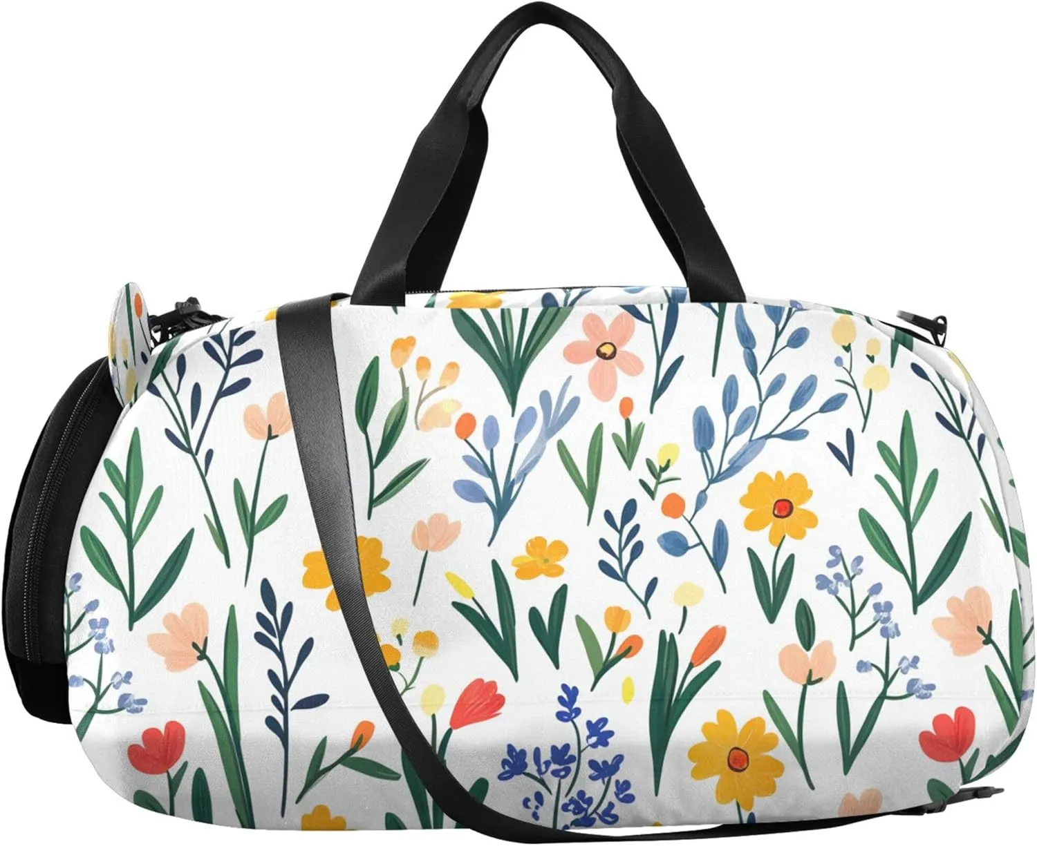 Florals Tulips Kids Cute Gym Bag with Shoes Compartment Multifunctional Weekend Overnight Carry on Bag for Travel, Swimming, Dance, Ballet