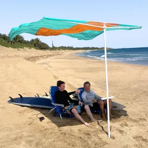 Flow Shade Beach Tent Wind Sun Canopy Portable Easy Set Up UPF 50  No Assembly Requires 3-30 MPH - 1 to 4 People - 8 Foot X 8 Foot Fabric Top