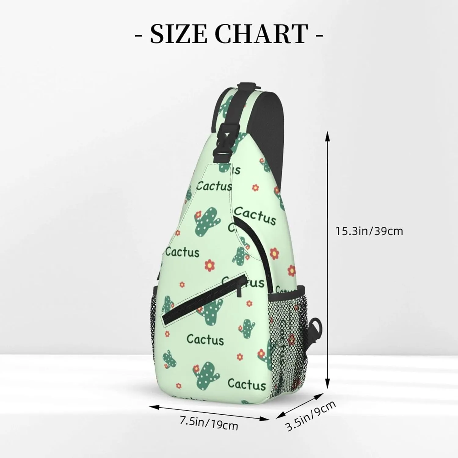 Flower Green Cactus Sling Backpack Crossbody Bag, Chest Bag Daypack for Outdoors Hiking Traveling