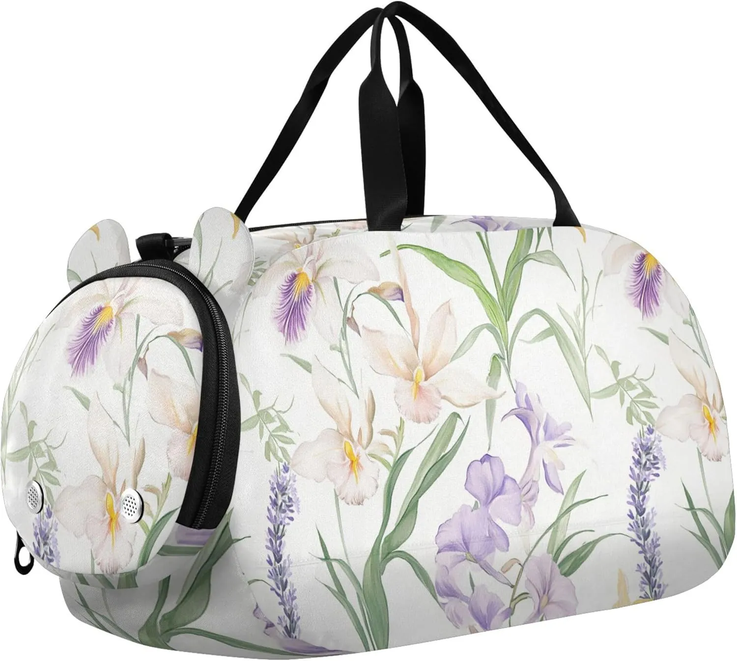 Flowers Oil Painting Small Gym Bag with Shoes Compartment Large Capacity Sports Duffel Bag for Boys and Girls