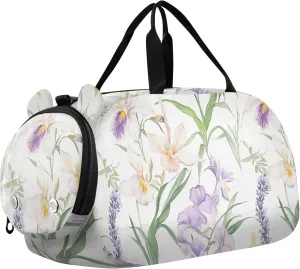 Flowers Oil Painting Small Gym Bag with Shoes Compartment Large Capacity Sports Duffel Bag for Boys and Girls