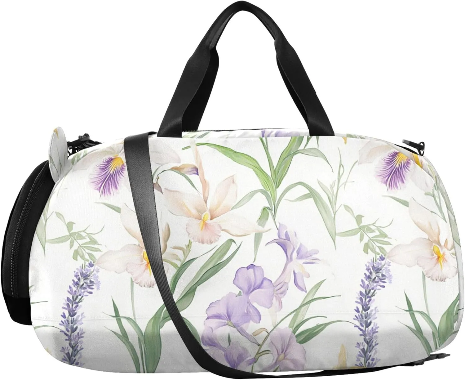 Flowers Oil Painting Small Gym Bag with Shoes Compartment Large Capacity Sports Duffel Bag for Boys and Girls