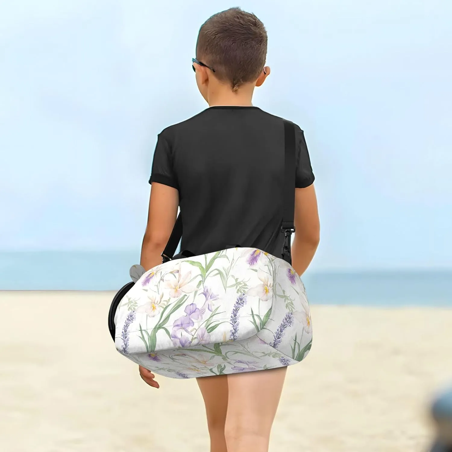 Flowers Oil Painting Small Gym Bag with Shoes Compartment Large Capacity Sports Duffel Bag for Boys and Girls