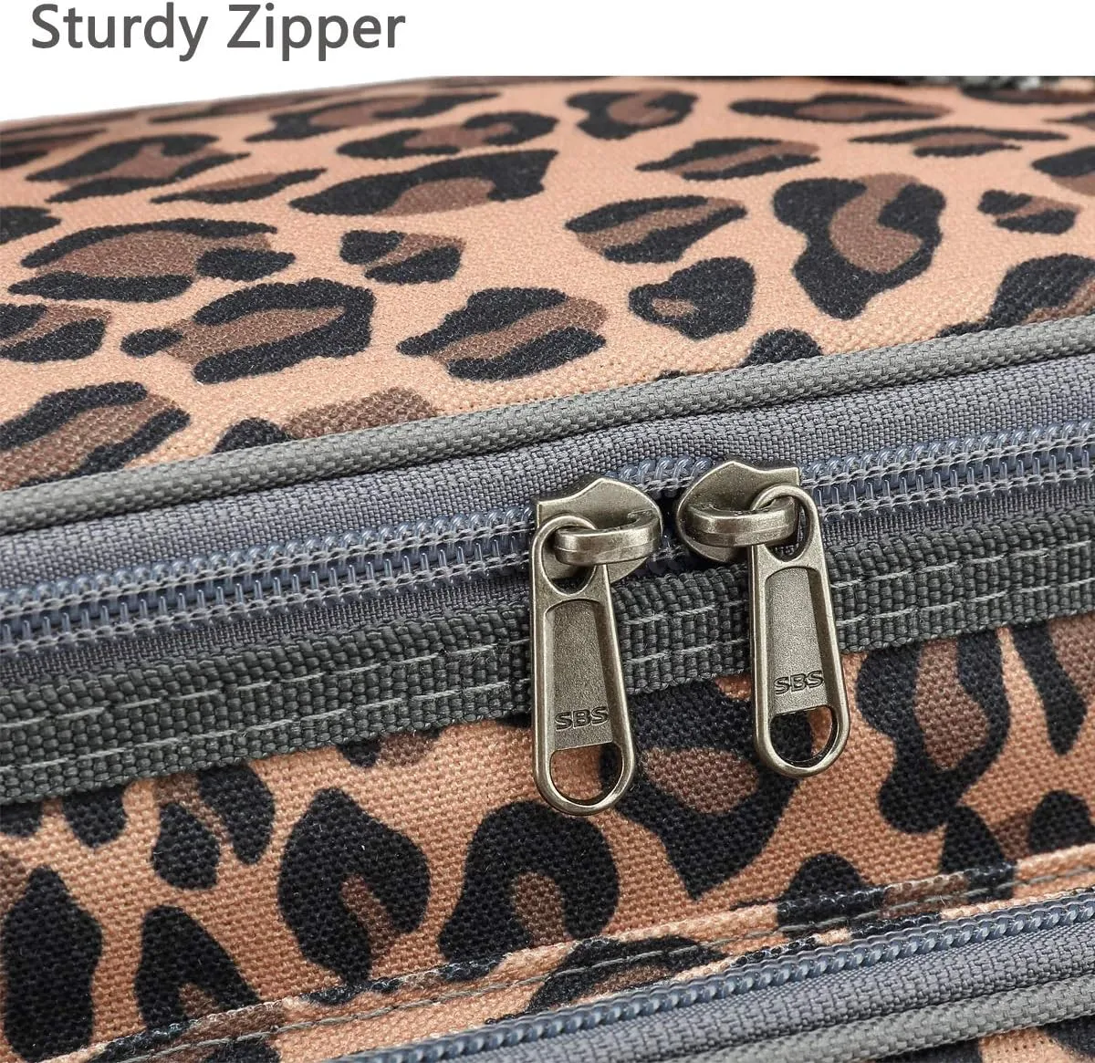 FlowFly Insulated Reusable Lunch Bag Adult Large Lunch Box for Women and Men with Adjustable Shoulder Strap,Front Zipper Pocket and Dual Large Mesh Side Pockets,Leopard