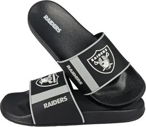 FOCO NFL Men's Molded Team Stripe Slides with Bold Team Logo – Slip and Water Resistant, Ventilated Closed-Cell Durable Foam Footwear – Officially Licensed Merch