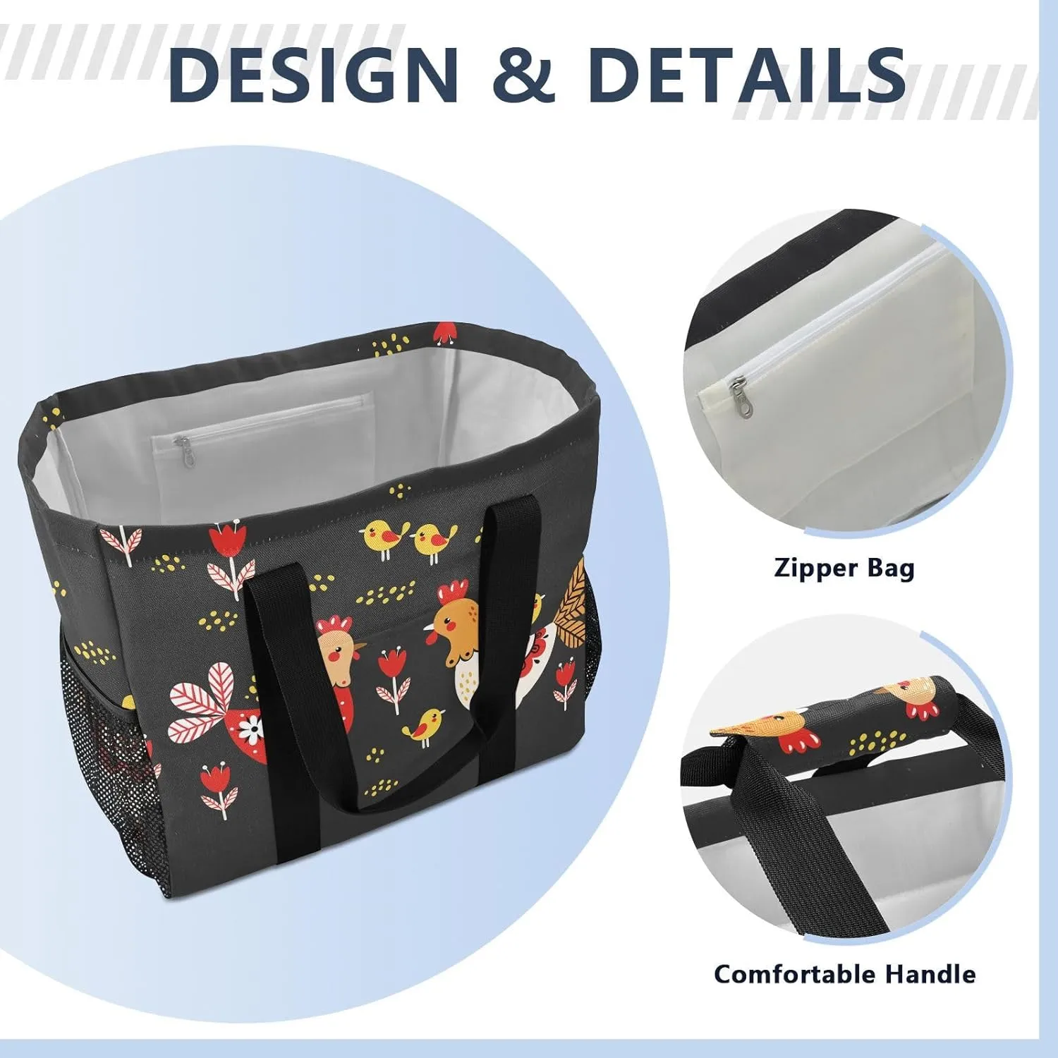Foldable Grocery Reusable Tote Grocery Bag, Travel Canvas Shoulder Bags, Large Casual Laundry Pool Beach Bag