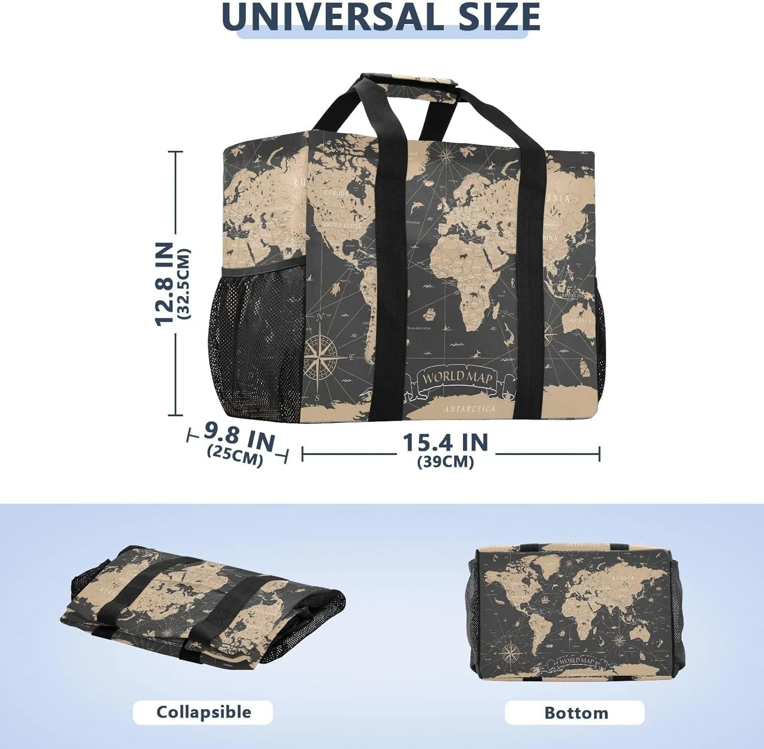 Foldable Grocery Reusable Tote Grocery Bag, Travel Canvas Shoulder Bags, Large Casual Laundry Pool Beach Bag