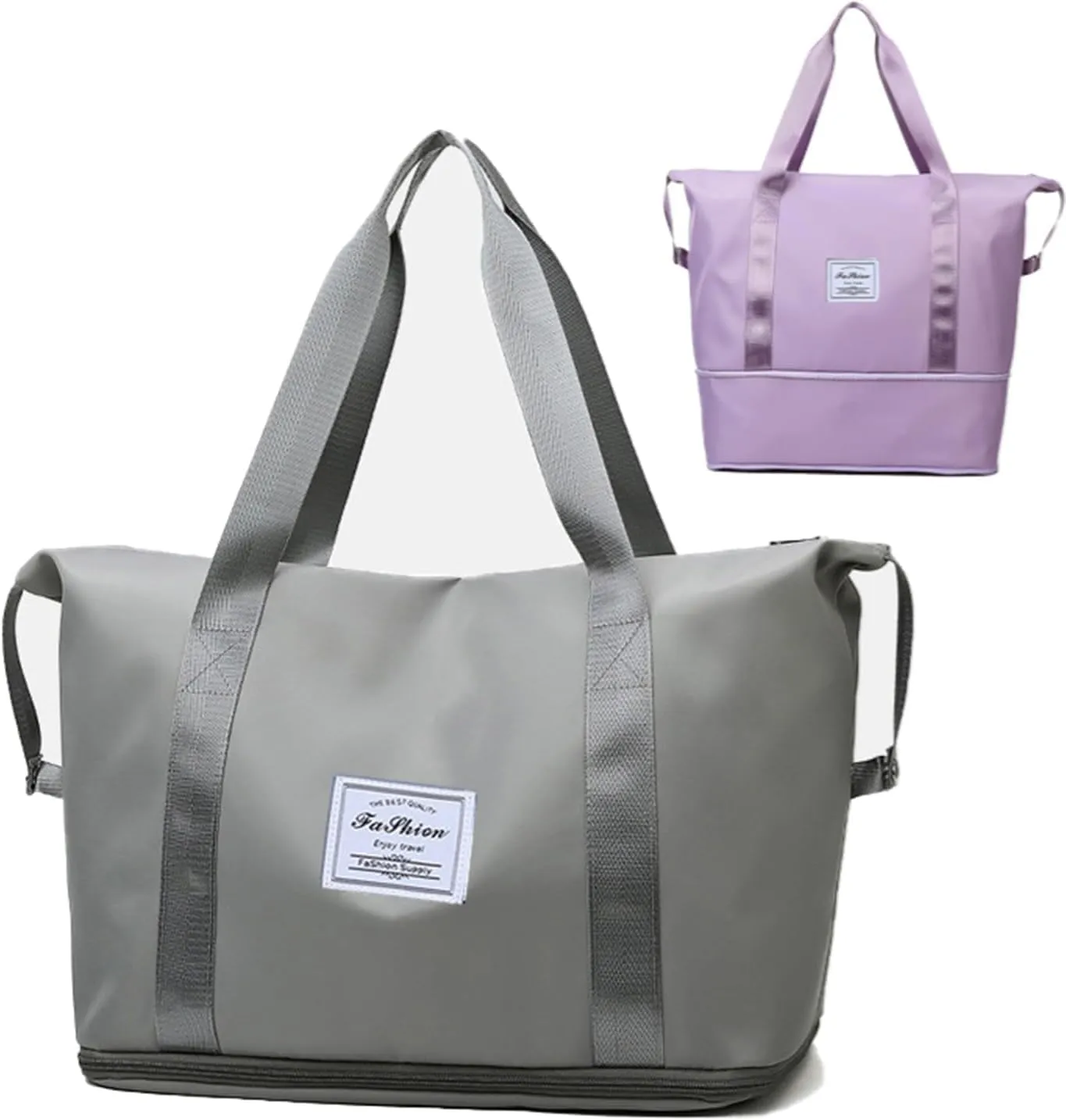 Foldable Travel Bag Expandable, Wealthyn High-Capacity Double-Layer Wet Separation Travelling Bag (Gray)