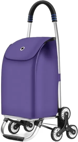 Folding Shopping Cart, Folding Shopping Trolley with Removable Waterproof Oxford Cloth Shopping Bag Shopping Cart for Laundry Grocery Grocery Utility Carts(Purple,6 Wheels)
