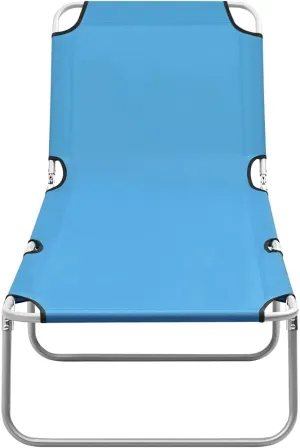Folding Sun Lounger Steel and Fabric Turquoise BlueLuxury Sun Loungers with Adjustable Backrest and Cushioned Seat