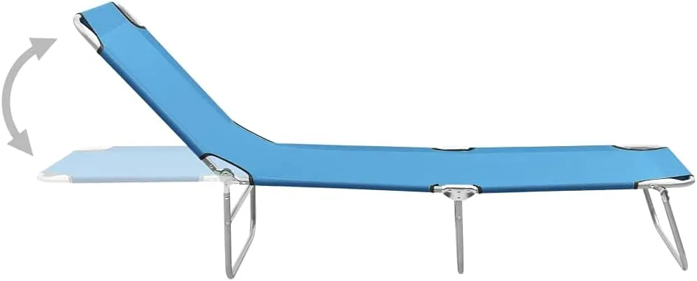 Folding Sun Lounger Steel and Fabric Turquoise BlueLuxury Sun Loungers with Adjustable Backrest and Cushioned Seat