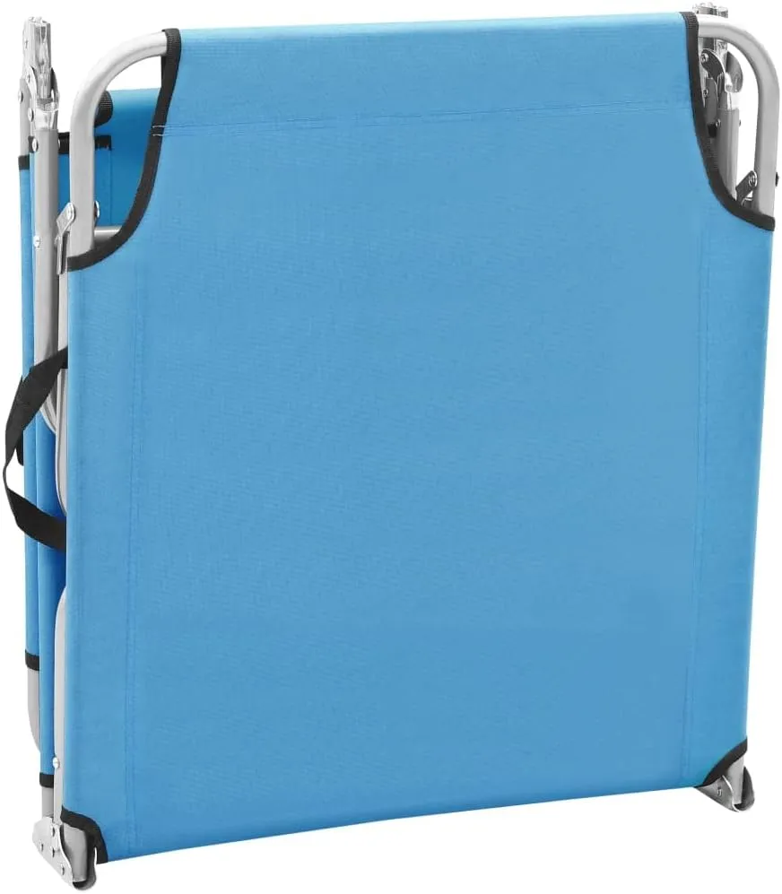 Folding Sun Lounger Steel and Fabric Turquoise BlueLuxury Sun Loungers with Adjustable Backrest and Cushioned Seat