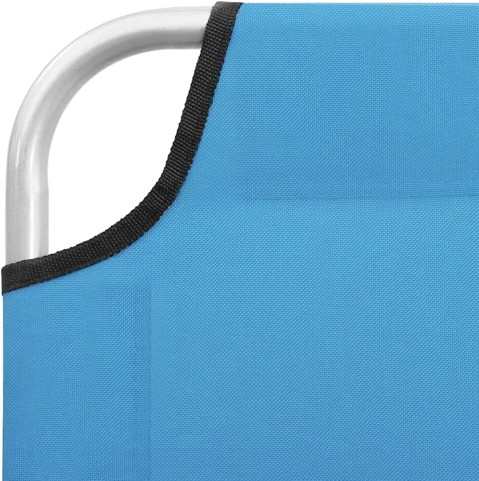 Folding Sun Lounger Steel and Fabric Turquoise BlueLuxury Sun Loungers with Adjustable Backrest and Cushioned Seat