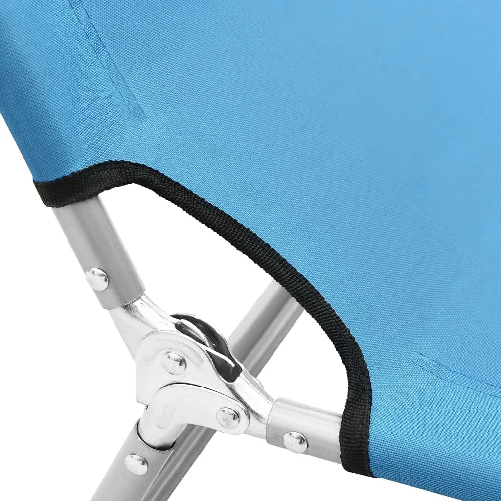 Folding Sun Lounger Steel and Fabric Turquoise BlueLuxury Sun Loungers with Adjustable Backrest and Cushioned Seat