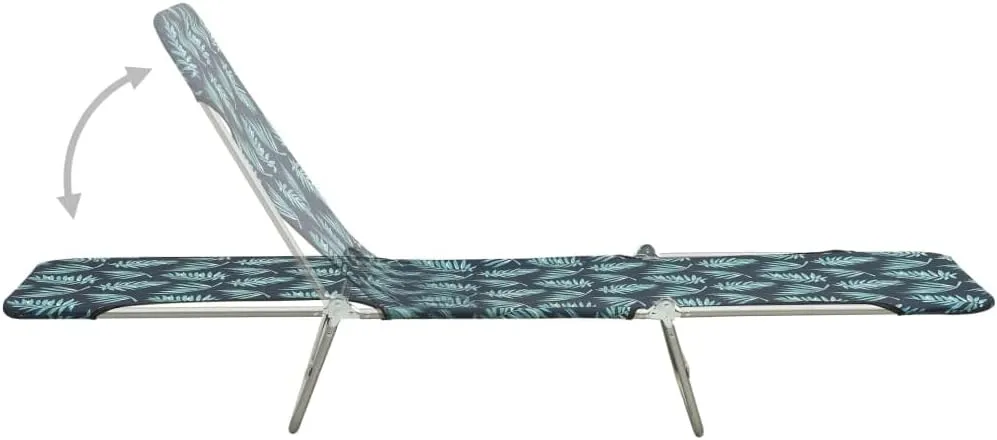 Folding Sun Loungers 2 pcs Steel and Fabric Leaf PatternLuxury Sun Loungers with Adjustable Backrest and Cushioned Seat