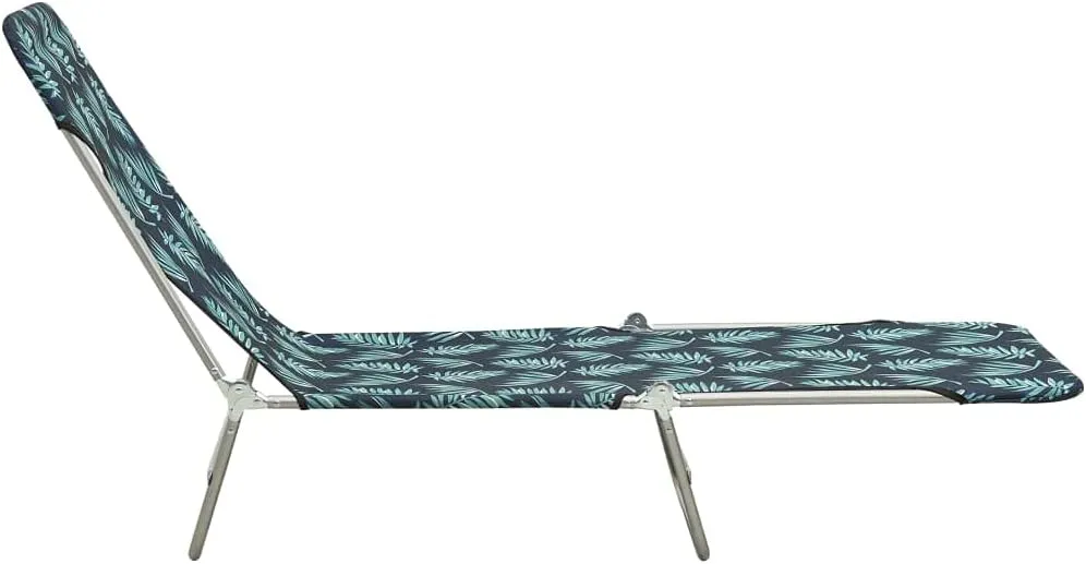 Folding Sun Loungers 2 pcs Steel and Fabric Leaf PatternLuxury Sun Loungers with Adjustable Backrest and Cushioned Seat
