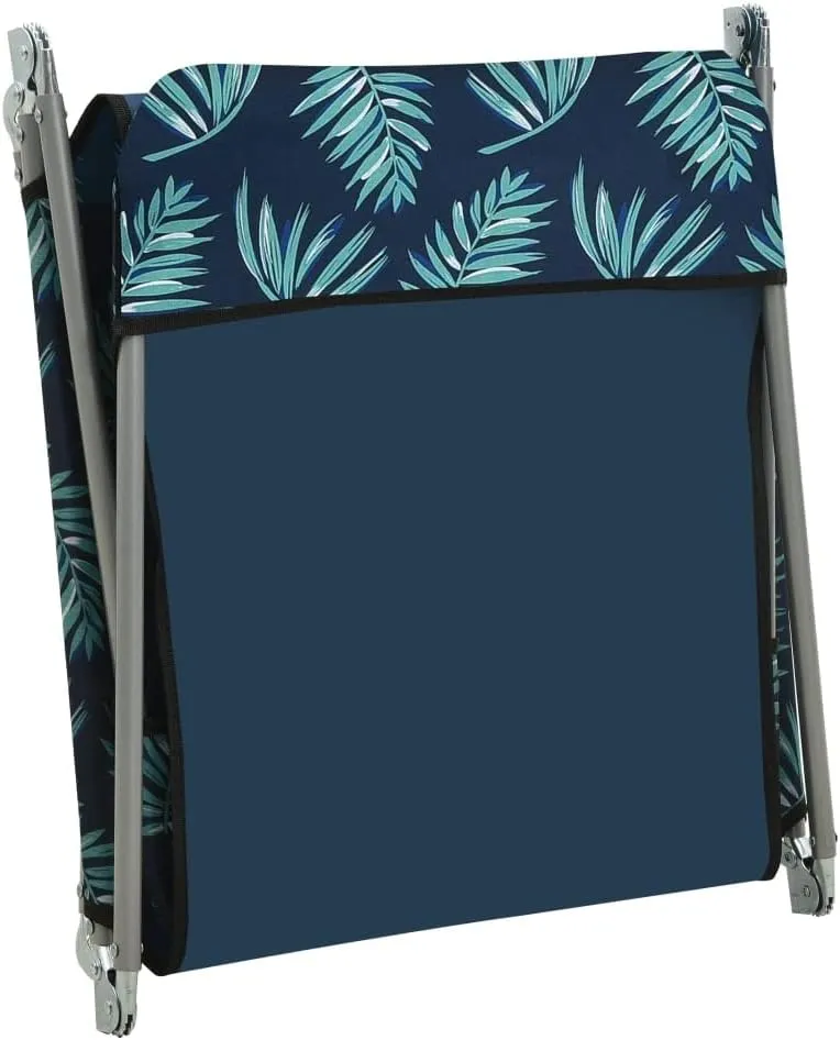Folding Sun Loungers 2 pcs Steel and Fabric Leaf PatternLuxury Sun Loungers with Adjustable Backrest and Cushioned Seat