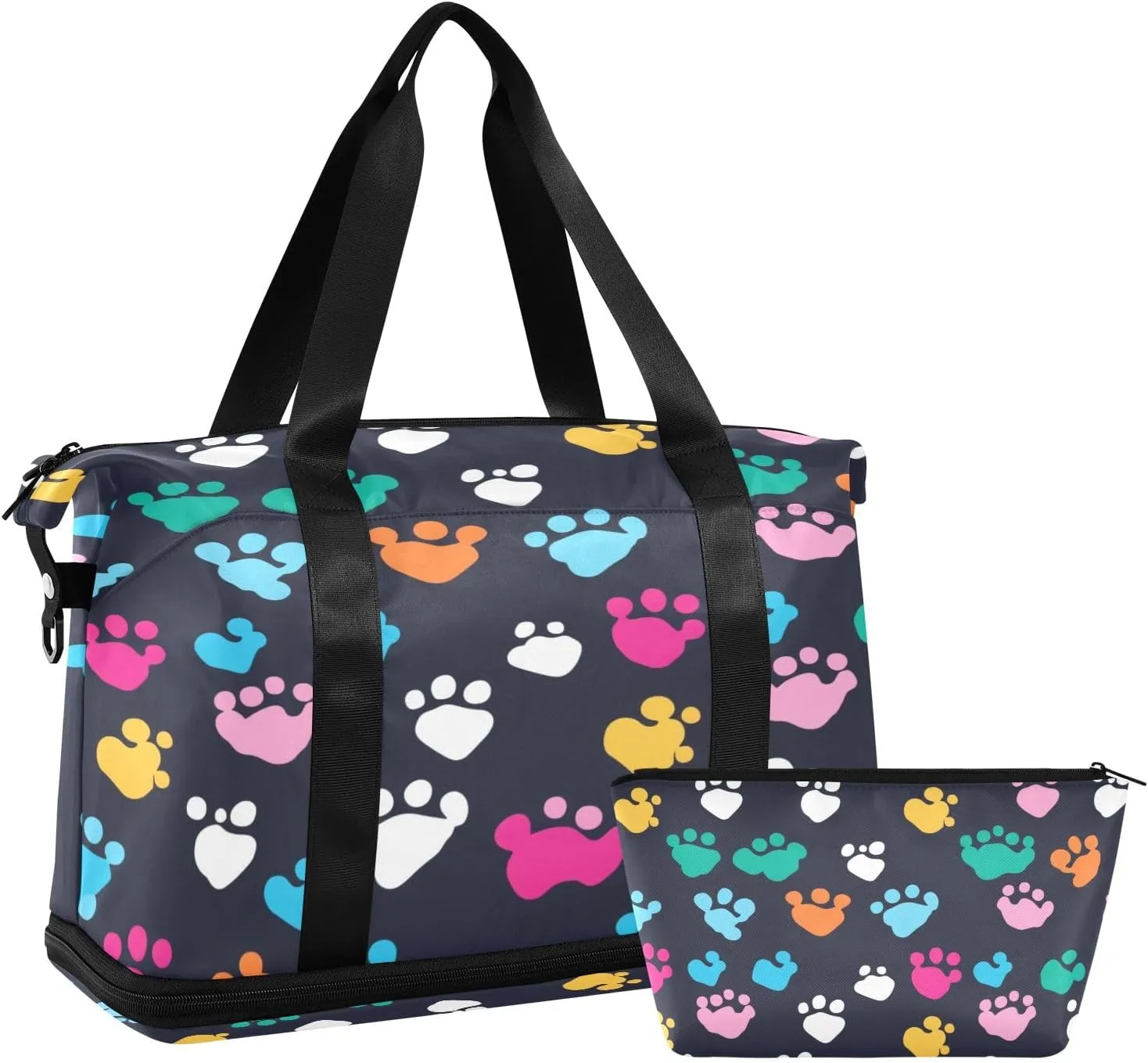 Footprint Travel Duffel Bag Waterproof Gym Sport Tote Bag Carry On Weekender Bag with Compartment