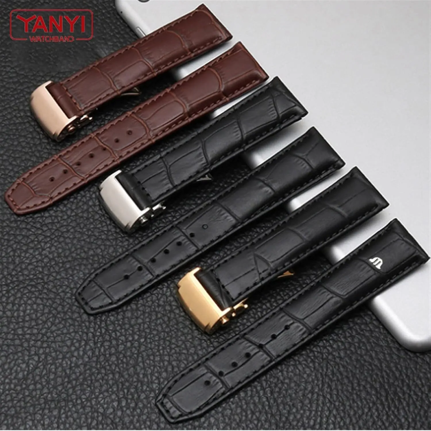 For MAURICE LACROIX Watchbands Genuine Leather Watch Strap 20mm 22mm Folding Buckle Leisure Business Cow Leather Bracelet