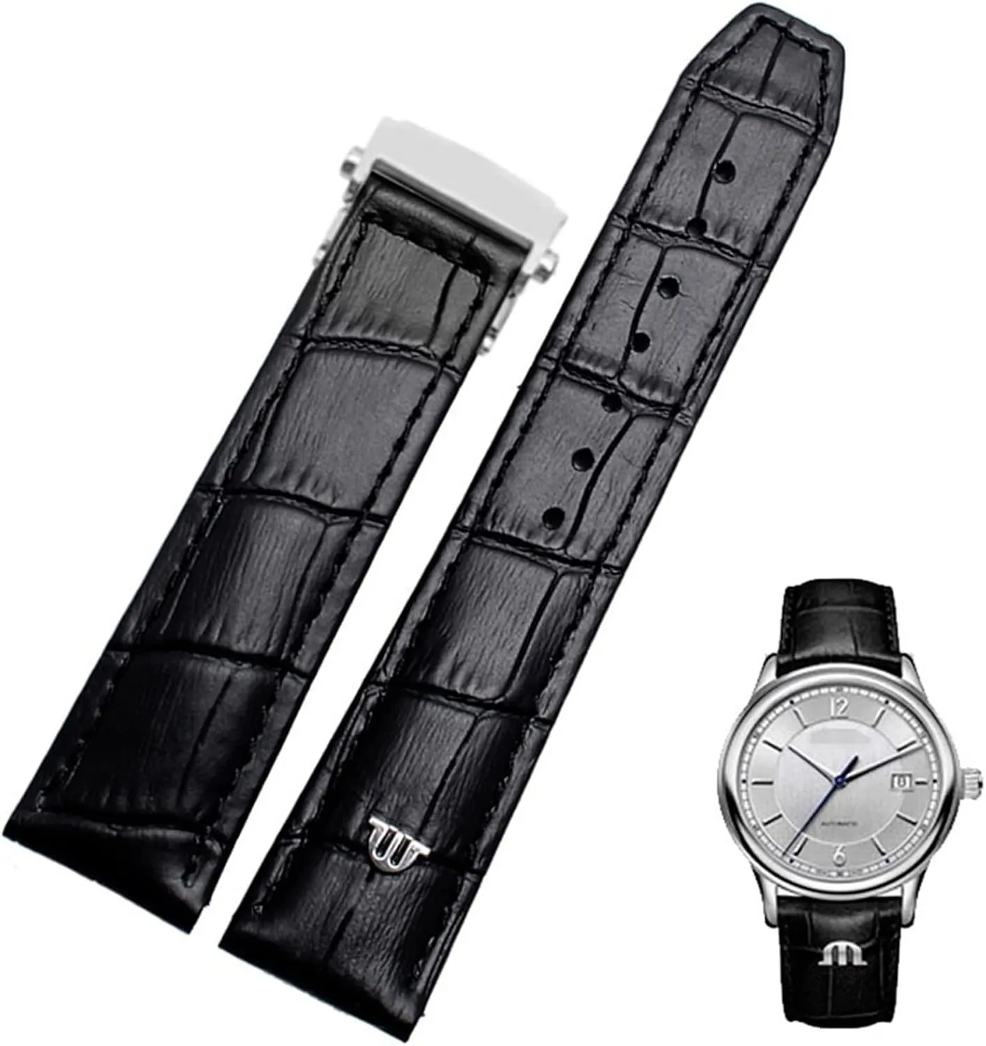 For MAURICE LACROIX Watchbands Genuine Leather Watch Strap 20mm 22mm Folding Buckle Leisure Business Cow Leather Bracelet