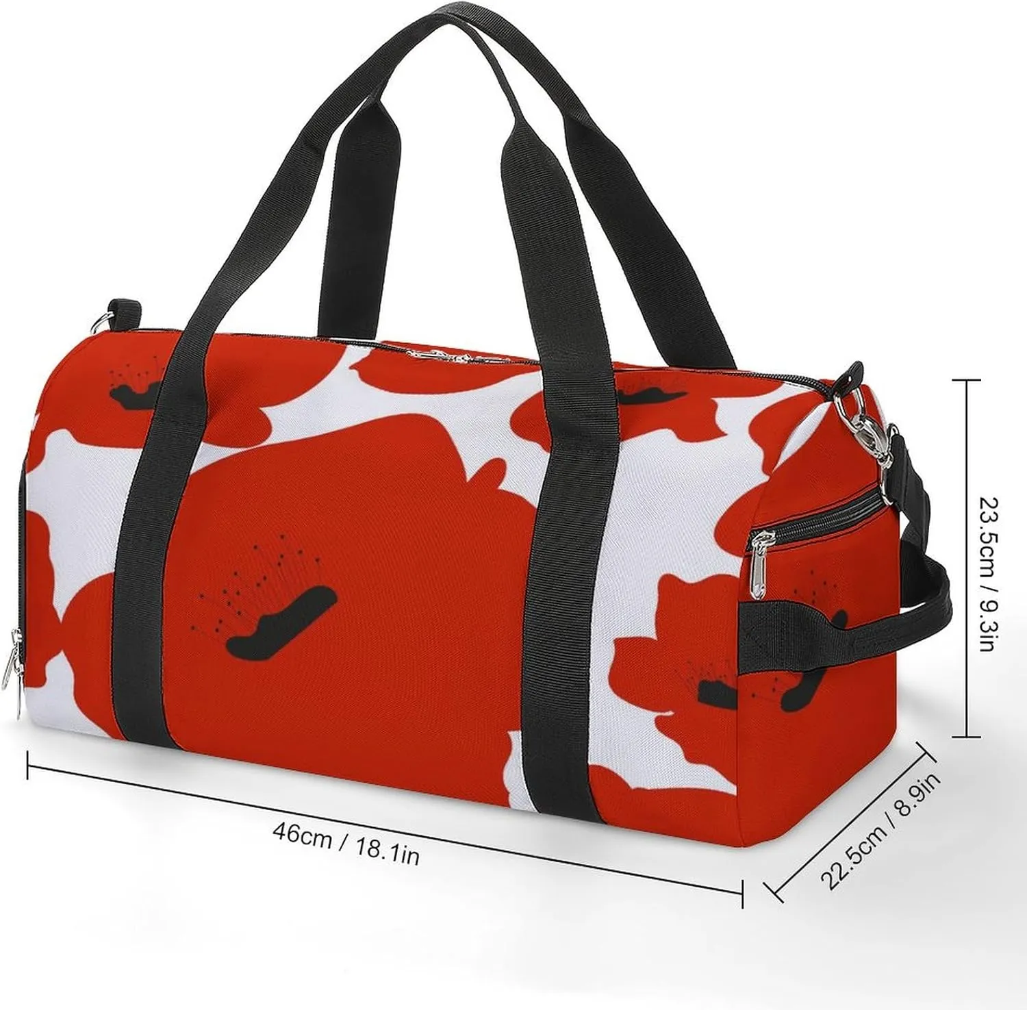 form of A Poppy Flower Fitness Large Gym Bag for Unisex with Shoe Compartment & Wet Pocket