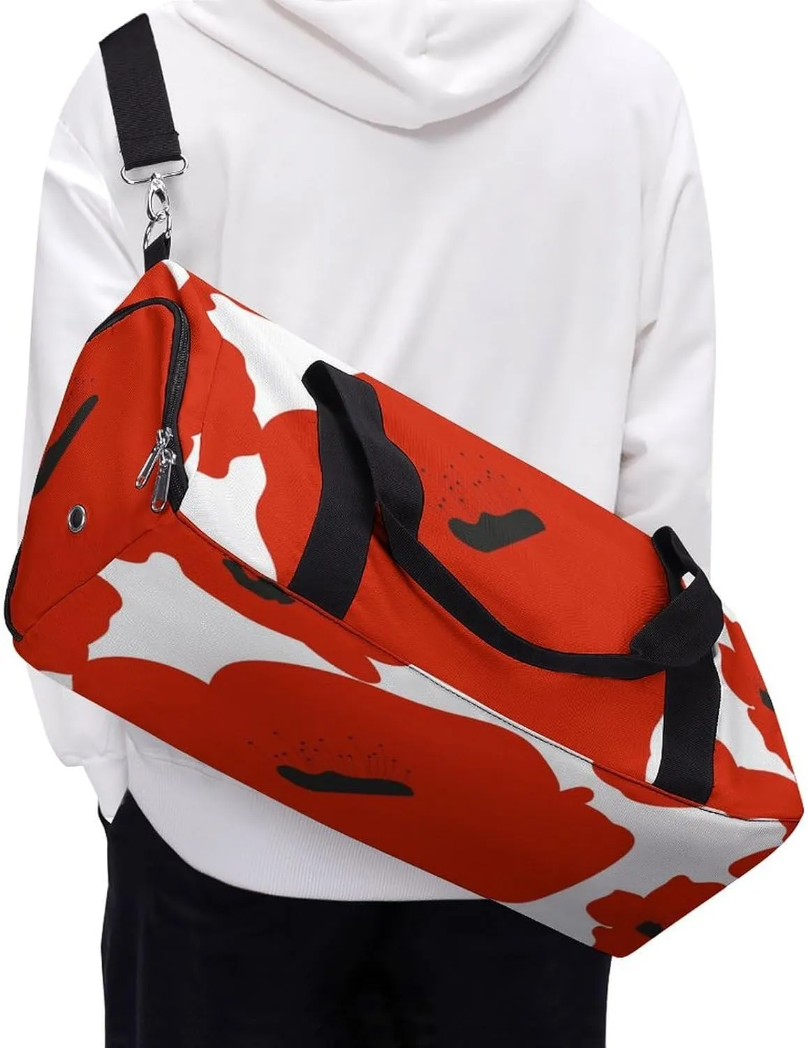 form of A Poppy Flower Fitness Large Gym Bag for Unisex with Shoe Compartment & Wet Pocket
