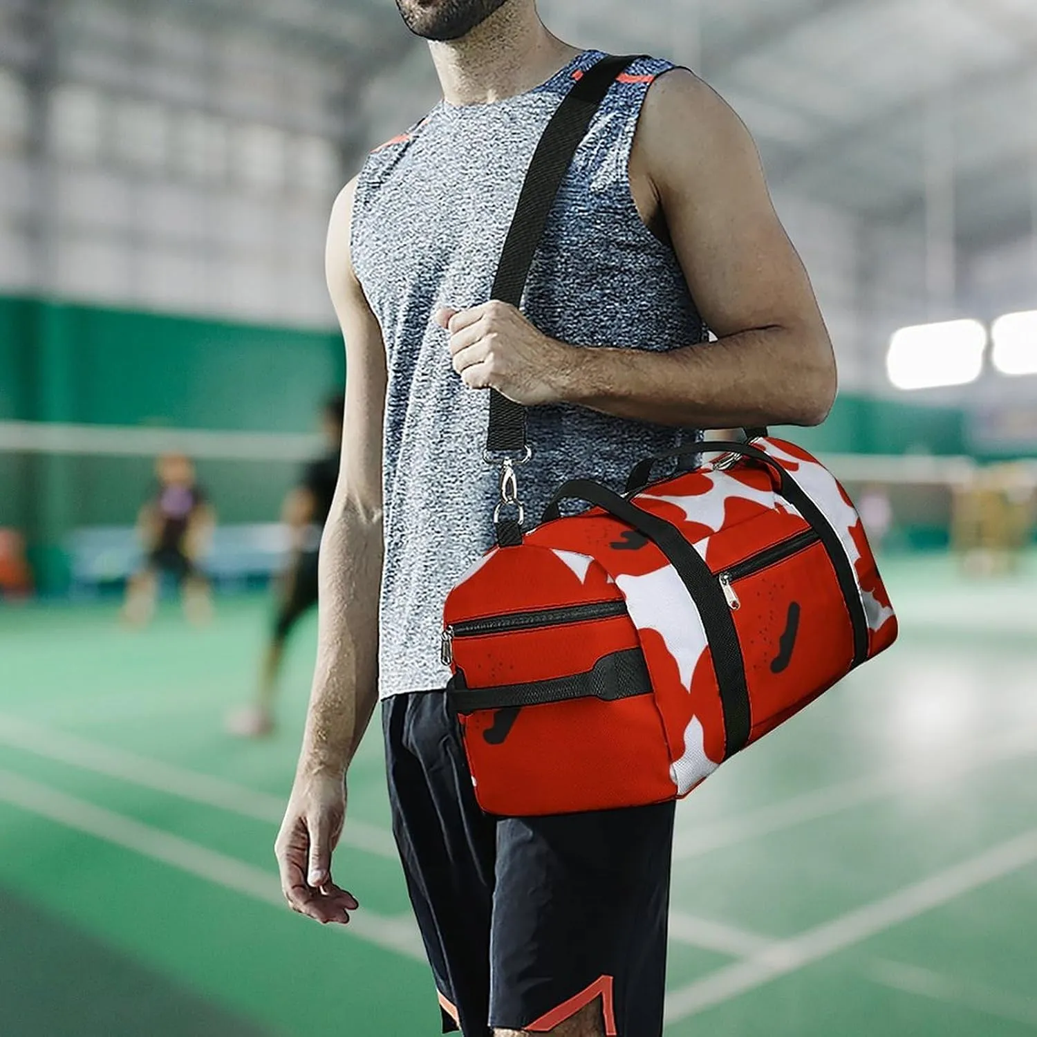 form of A Poppy Flower Fitness Large Gym Bag for Unisex with Shoe Compartment & Wet Pocket