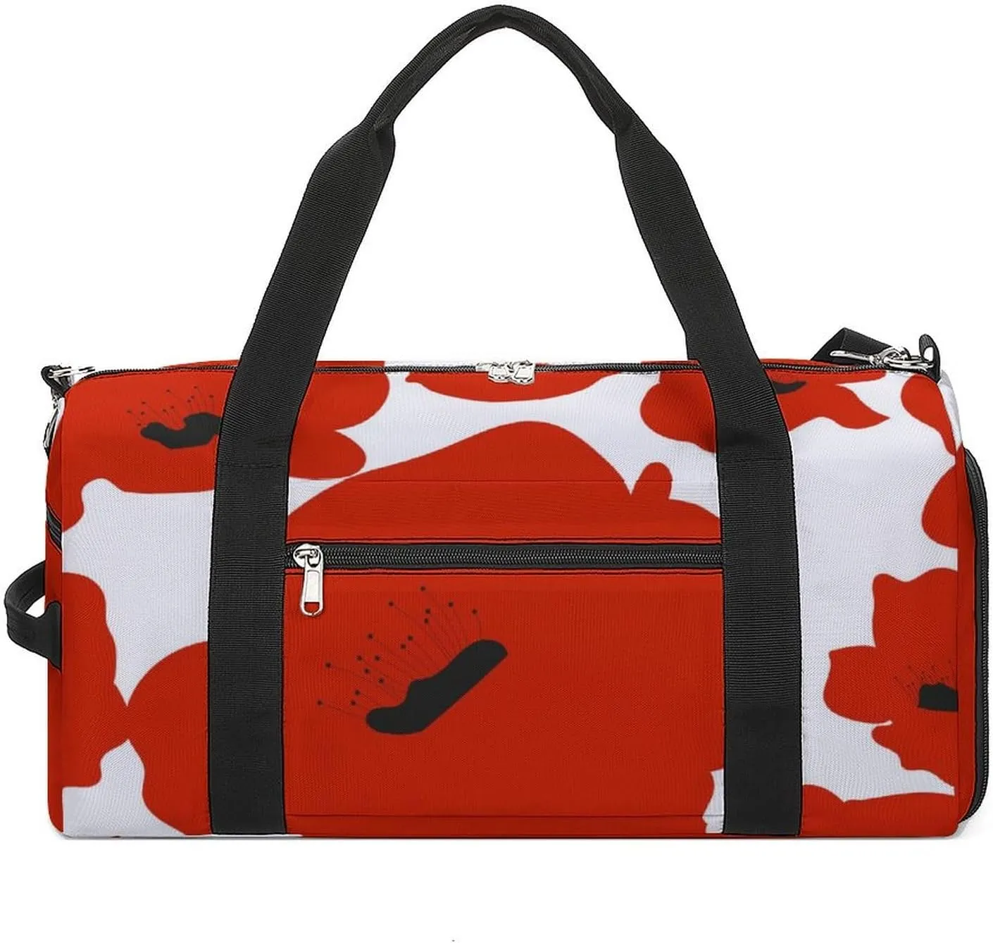 form of A Poppy Flower Fitness Large Gym Bag for Unisex with Shoe Compartment & Wet Pocket