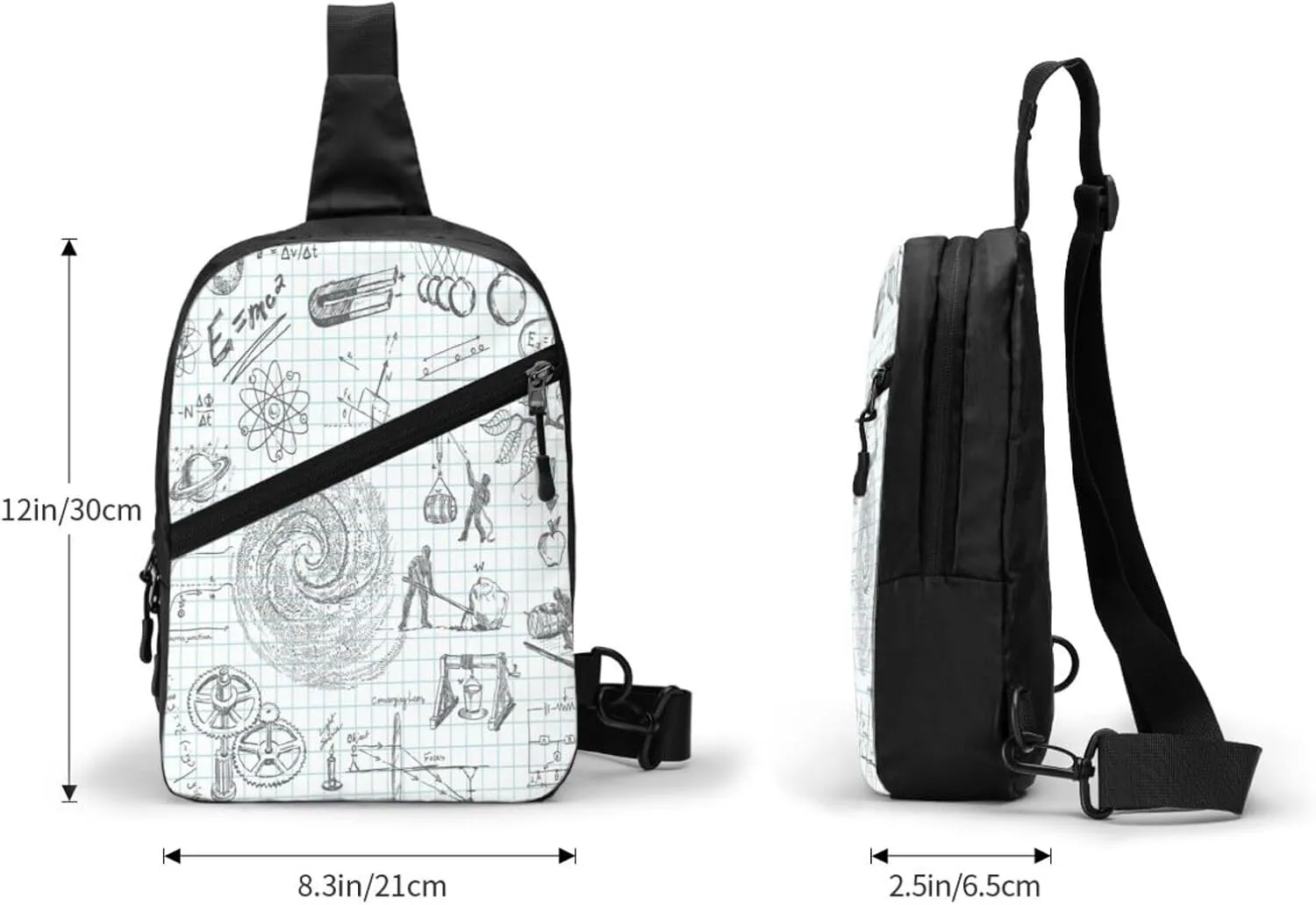 Formula Mathematics Physics Science Sling Bag for Men Women, Small Crossbody Sling Backpack Shoulder Chest Bag, Anti Theft Travel Hiking Sports