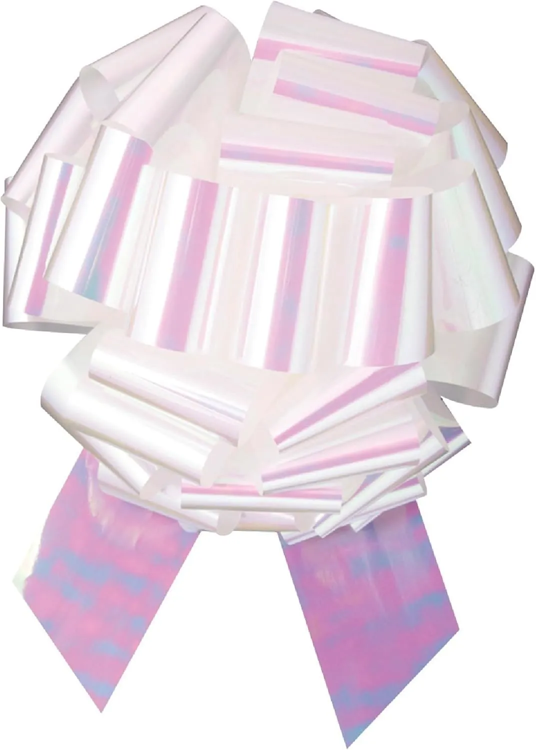Forum Novelties 10-Count Pull Bows, 14", White Iridescent
