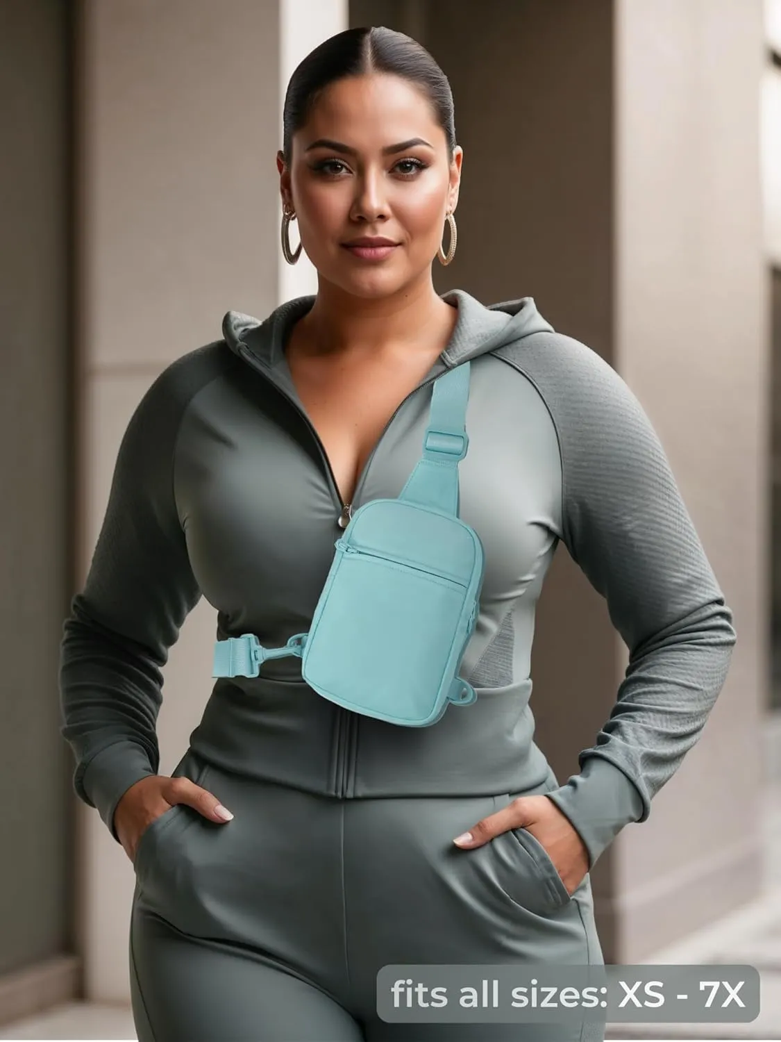 FORZAROCKET Ultralight Sling Bag w/Long Strap 70" – Small Crossbody Bag w/Extended Strap – Women Men Fanny Pack w/Anti-Theft Pocket – Two-Way Durable Zipper – Travel & Plus Size Friendly, Light Blue