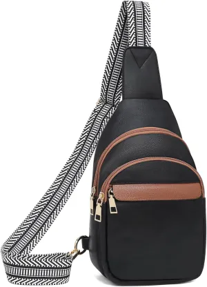FOXLOVER Small Sling Bag for Women Vegan Leather Crossbody Purses Fanny Pack Chest Bag for Travel