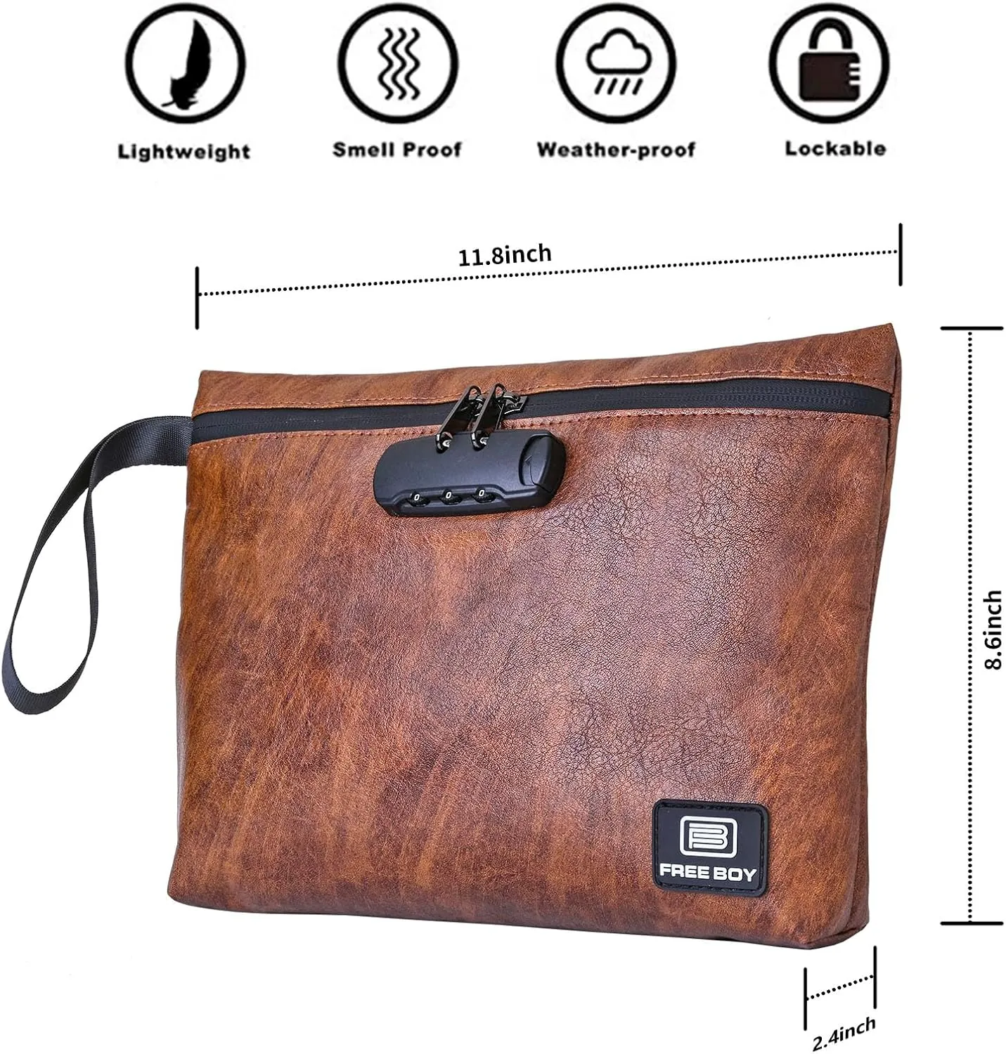 Free Boy Smell Proof Bags 11.8"x8.6"Durable Odor Proof Stash Bag with Combination Lock,Smell Odor Case Container