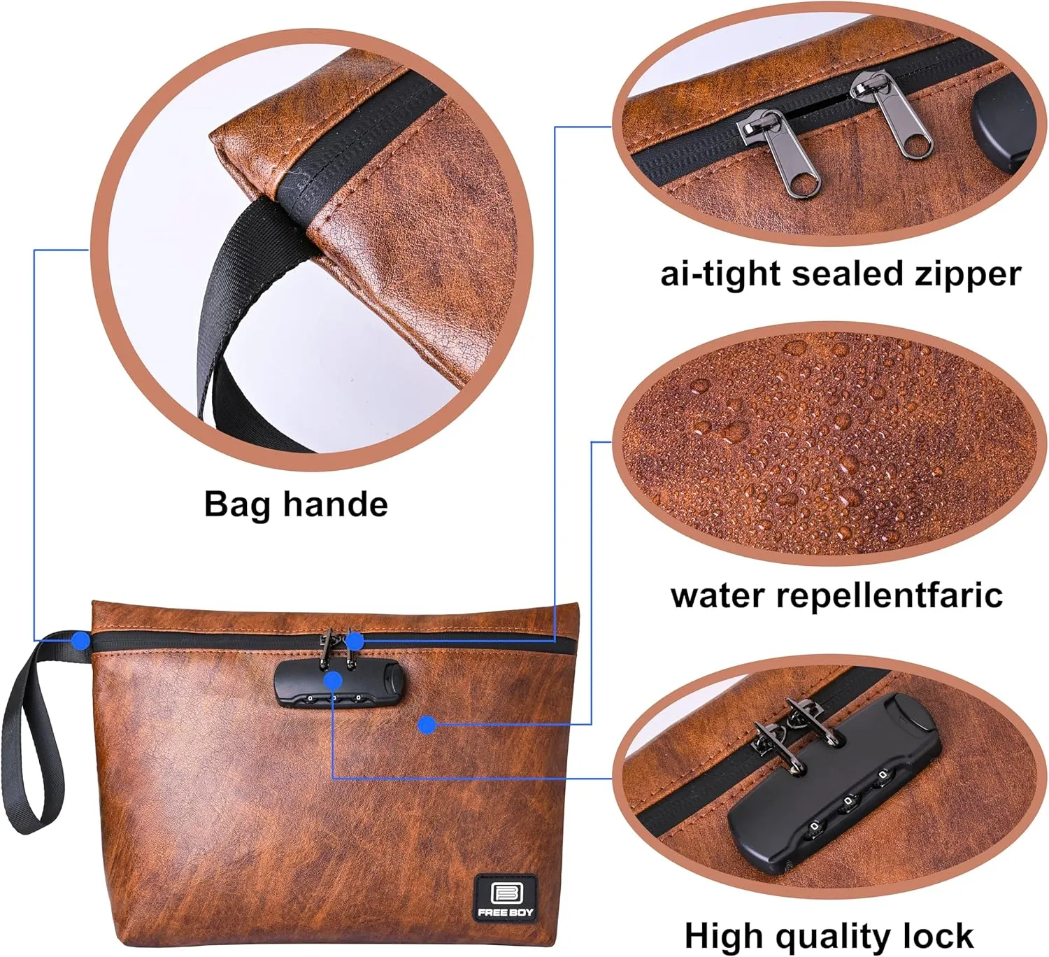 Free Boy Smell Proof Bags 11.8"x8.6"Durable Odor Proof Stash Bag with Combination Lock,Smell Odor Case Container