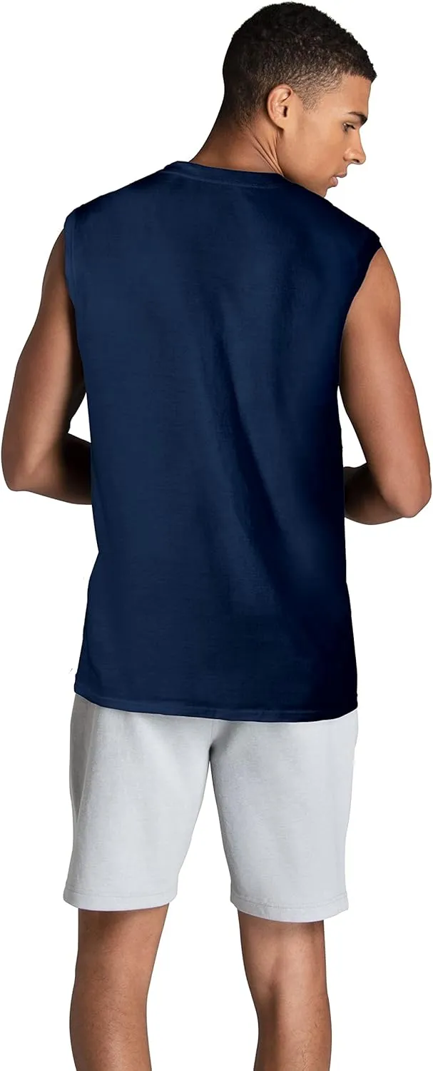 Fruit of the Loom Men's EverSoft Cotton Sleeveless Moisture Wicking T-Shirts with Odor Control