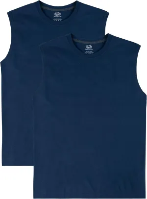 Fruit of the Loom Men's EverSoft Cotton Sleeveless Moisture Wicking T-Shirts with Odor Control
