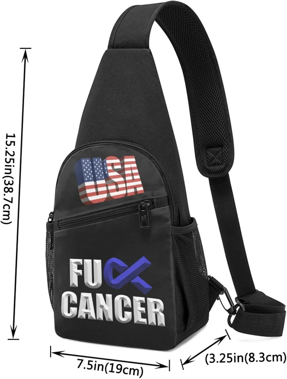 Fuck Prostate Cancer，Fashion One-Shoulder Bag，Anti-Theft Crossbody Shoulder Chest Bag
