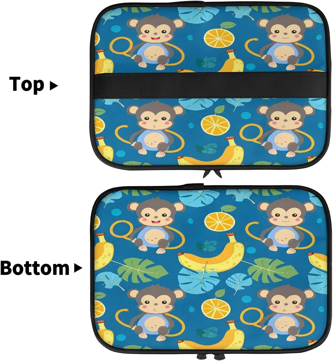 Funny Cartoon Monkey Banana Travel Toiletry Bag Large Capacity Makeup Case Organizer with Handle Cosmetic Case for Women Girls