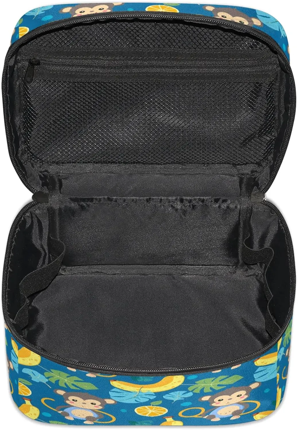 Funny Cartoon Monkey Banana Travel Toiletry Bag Large Capacity Makeup Case Organizer with Handle Cosmetic Case for Women Girls